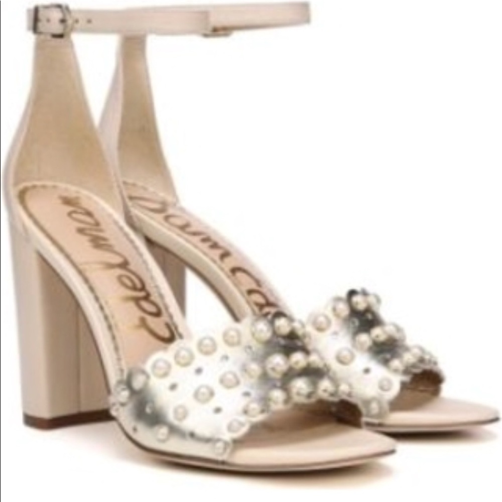 Sam Edelman Women's Yaria Gold Ivory Heels 7.5